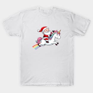 Santa Riding Unicorn T-Shirt